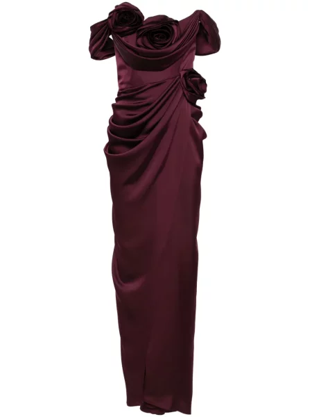 Rochie Ana Radu cu model floral drapată roșu