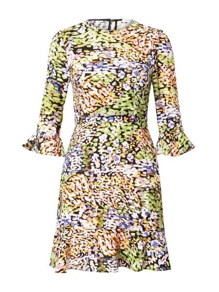 Warehouse Šaty zelená / ružová / čierna biela