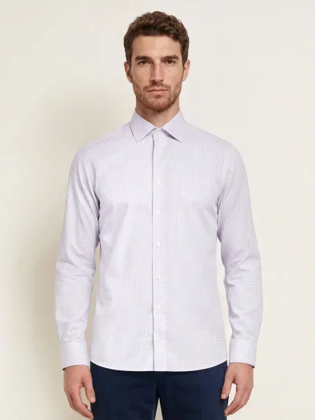 Eton Košile Slim Fit / béžová / světle šedá bílá