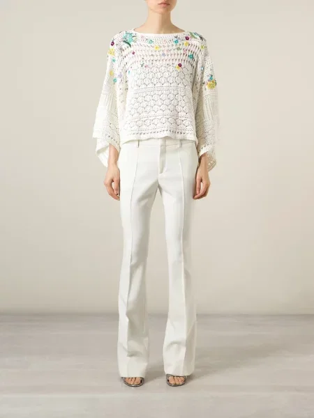 Poncho Pucci cu broderie alb