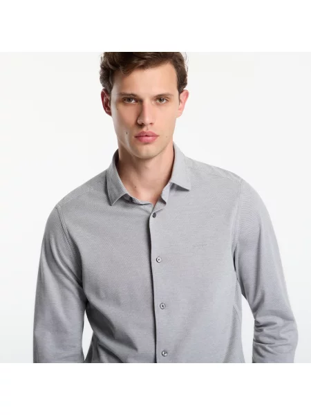 Πουκάμισο Gant Slim Two-Tone Jersey Pique Shirt Whale Grey L γκρι