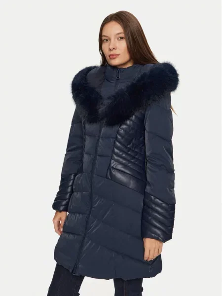 Jakna iz umetnega usnja Guess modra