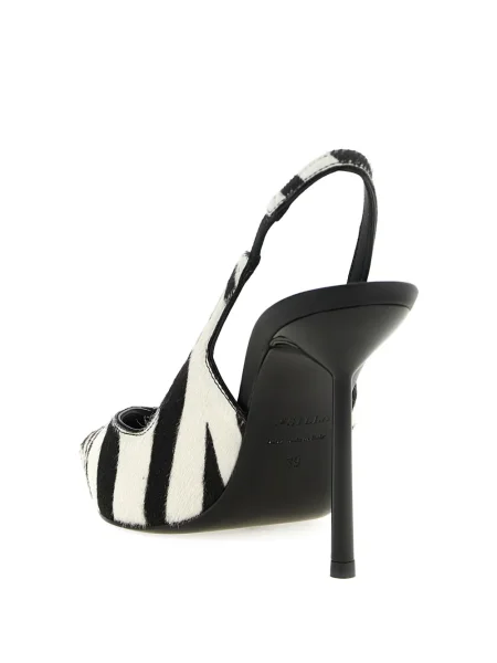 Pantofi cu toc Le Silla slingback cu model zebră alb