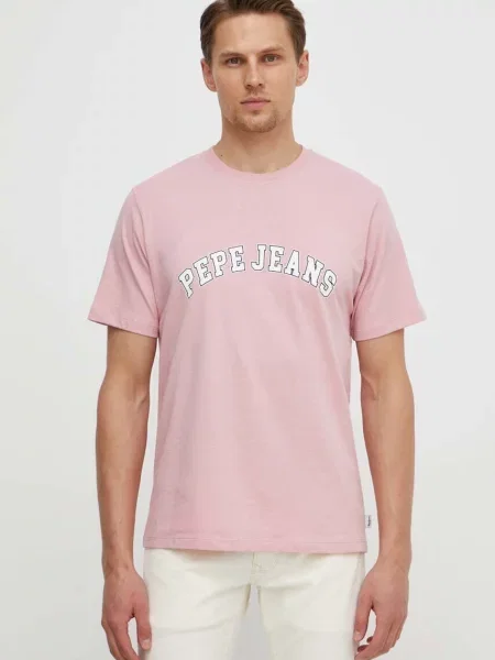 Футболка Pepe Jeans CLEMENT з принтом рожевий
