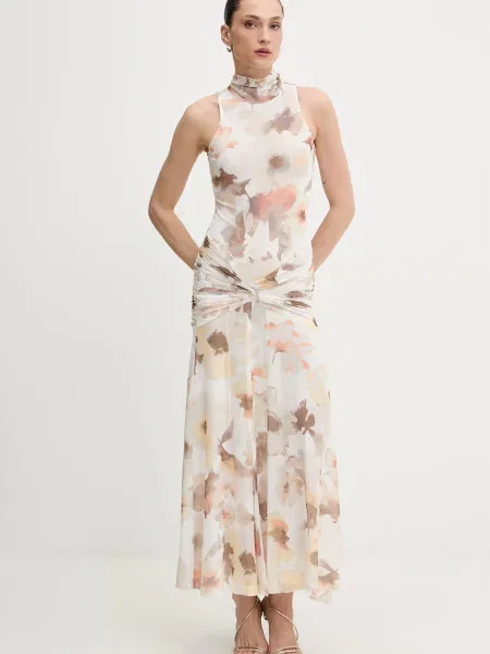 Bardot sukienka beżowa