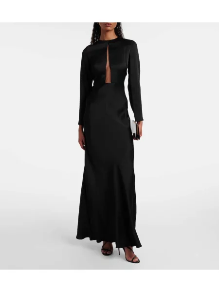 Rochie maxi Max Mara din satin de costum negru