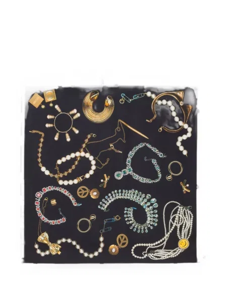 Fular Moschino de mătase cu imagine negru