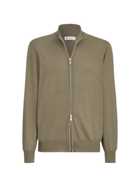Ușor cardigan Brunello Cucinelli de mătase verde