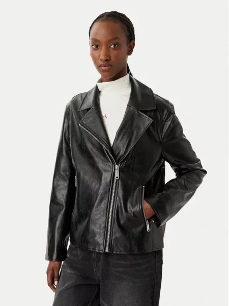 Calvin Klein Jeans Geacă din imitație de piele negru
