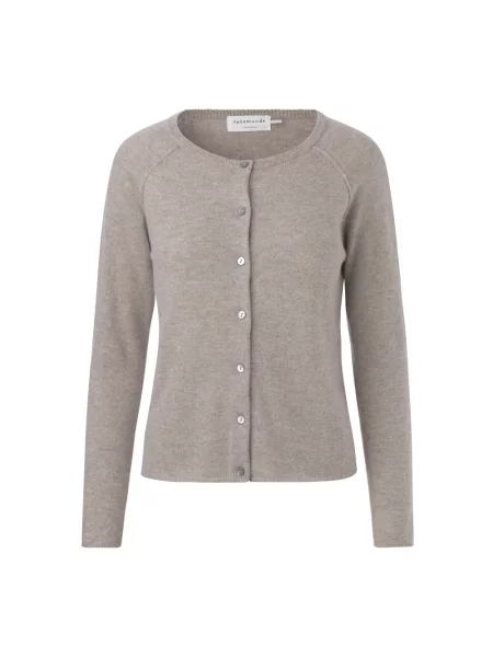 Kardigan Rosemunde wełniany z dekoltem w serek szary