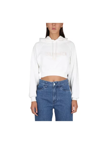 Bluza z kapturem Sunnei z kapturem z logo beżowa