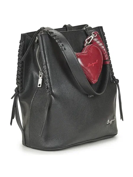 Mini geantă Desigual cu motiv cu inimi fără armătură negru