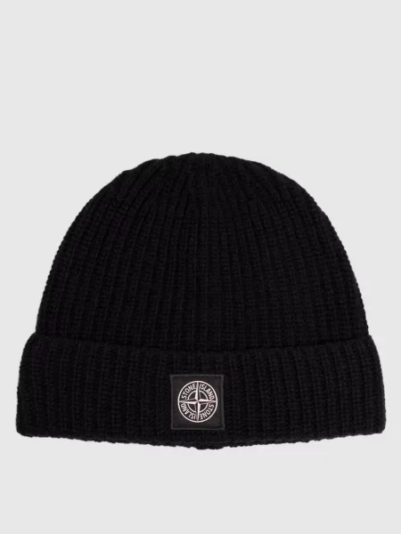 Шапка з вовни Stone Island чорна