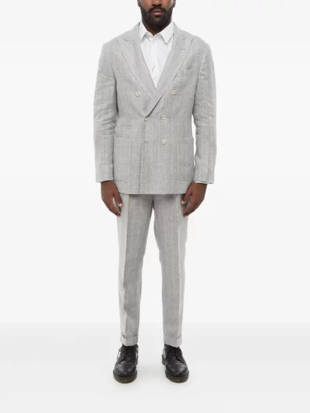 Prugasti odijelo Brunello Cucinelli na dvostruko kopčanje siva