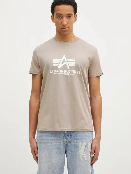 Tričko Alpha Industries Basic vintage sand bílé