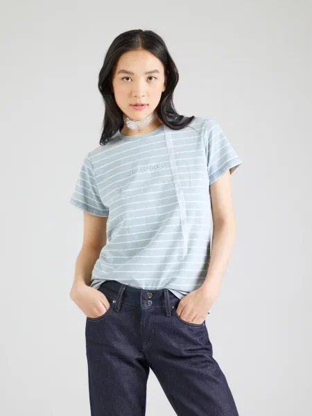 Pruhované tričko Guess Jeans modrá