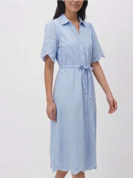 Reserved Rochie din cu inserții din broderie englezească albastru-deschis albastru