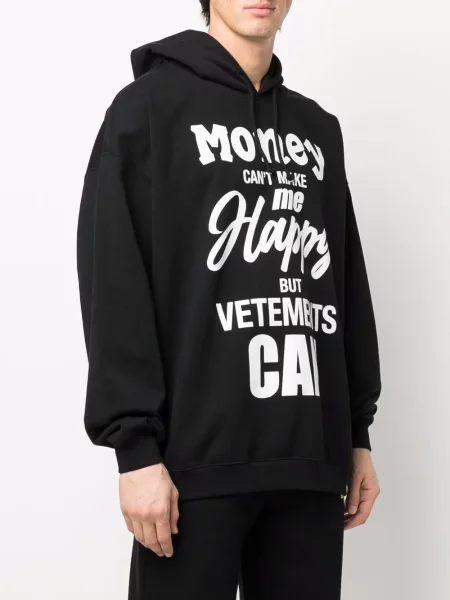Суичър с качулка Vetements с принт черно