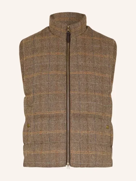 Hackett London Prošívaná Vesta hnědá / koňaková béžová