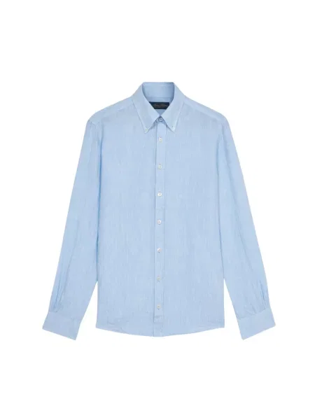 Lniana koszula Brooks Brothers casual niebieska