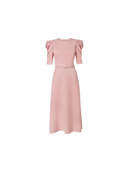 Sukienka midi Carolina Herrera z krótkim rękawem różowa