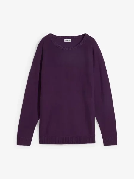 Sweter z rękawami typu nietoperz fioletowy