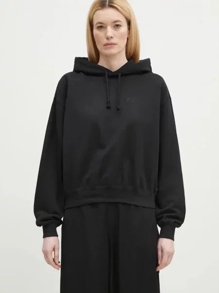 Hanorac de French Terry Boxy Hoodie femei cu glugă uni negru