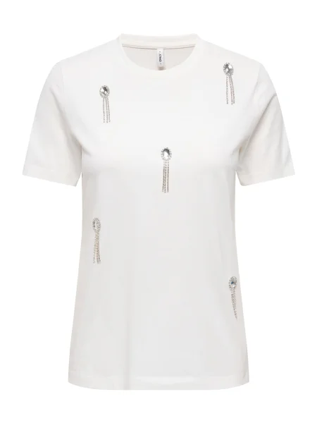 Only Tall Tričko ONLFILIZZA stříbrná bílá