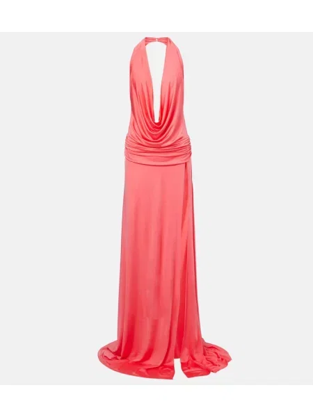 Satenska obleka The New Arrivals Ilkyaz Ozel z draperijo roza