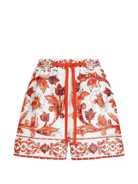Pantaloni scurți Dolce & Gabbana cu broderie din dantelă alb