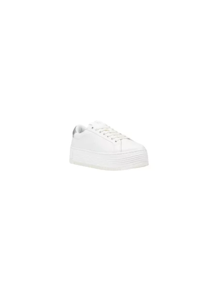 Calvin Klein Jeans sneakersy skórzane BOLD FLATF LOW MIX OHB biały szare