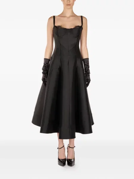 Rochie midi Araftu din dantelă până la genunchi de costum negru