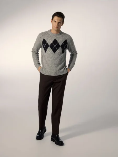 Reserved Pulover melanj din lână deschis gri