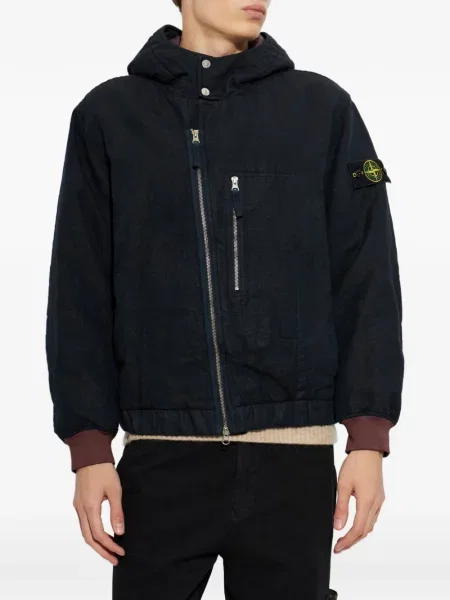 Geacă Stone Island de lână cu strasuri albastru