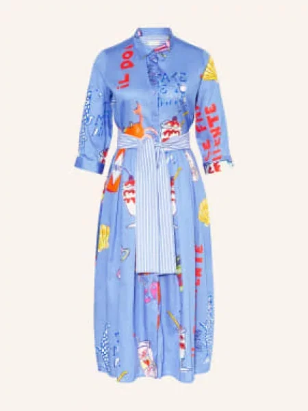 Milano Italy Sukienka Koszulowa Z Rękawami blau czerwona