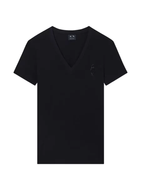 Tricou Armani Exchange cu decolteu în V negru