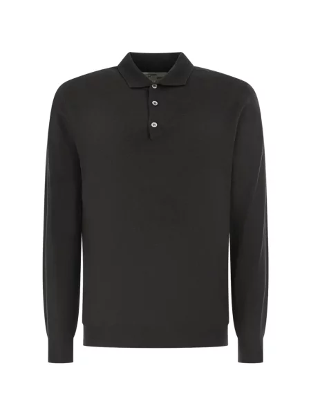 Lung tricou polo Customer Lovers tricotate negru