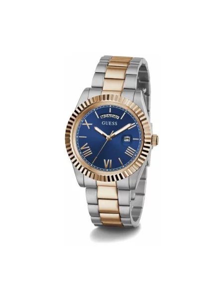 Lniany zegarek Guess niebieski