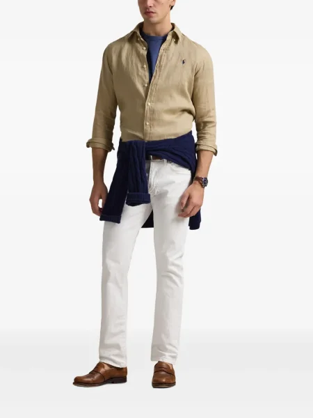 Slip de baie Polo Ralph Lauren cu broderie din piele de căprioară în carouri albastru