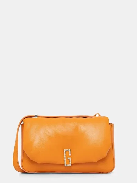 Guess geantă de piele ALIZEE portocaliu