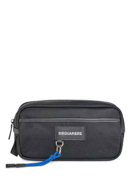 Pungă cosmetică Dsquared2 plasă cu autograf negru