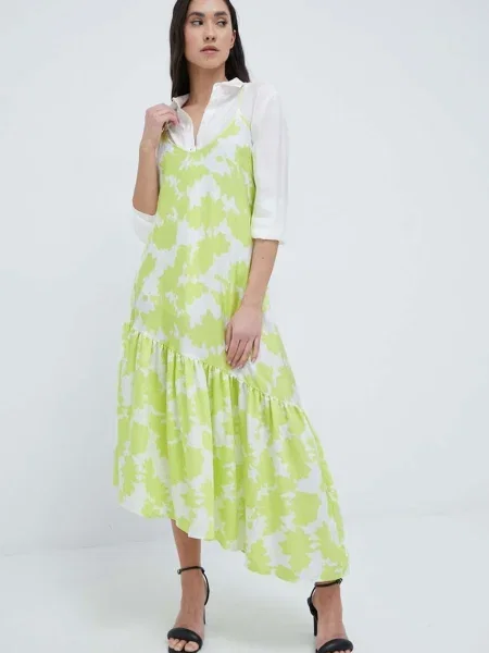 Armani Exchange rochie midi evazati verde