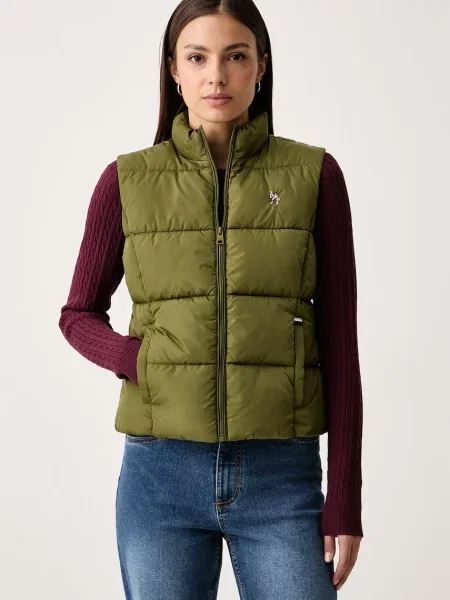 U.S. Polo Assn. vestă pentru femei LIGHTWEIGHT PUFFER GILET verde