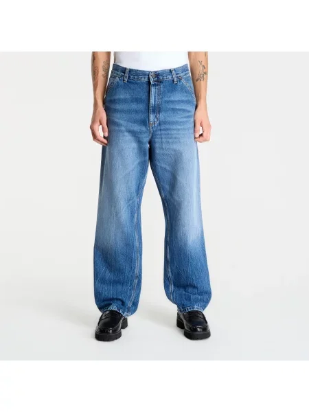 Pantaloni Carhartt WIP Single Knee Pant Blue Marble Used Wash 33 albastru