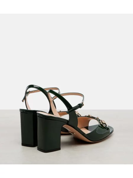 Sandale Gucci din piele de lac verde