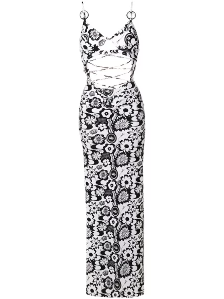 Rochie Amir Slama cu model floral cu imagine de costum alb