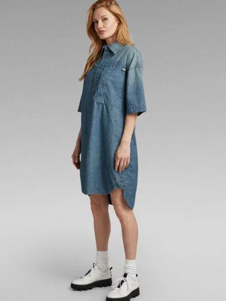 Костюмна джинсова сукня G-star Raw синя