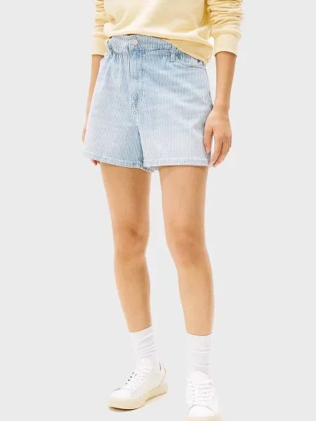 Джинсовые шорты Tommy Jeans в полоску голубые