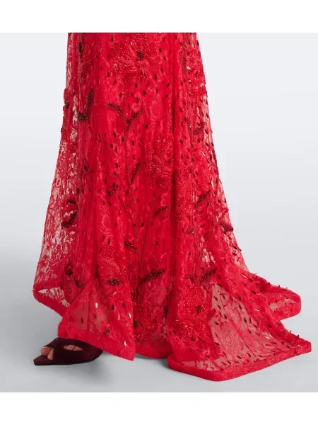 Rochie La Fuori din dantelă roșu