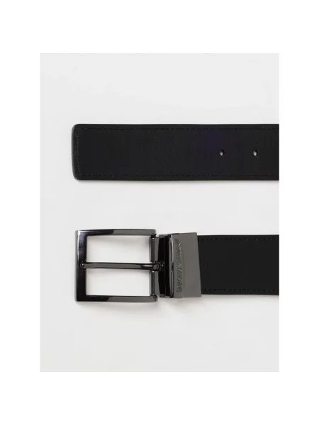 Pasek Emporio Armani skórzany z nadrukiem dwustronny niebieski